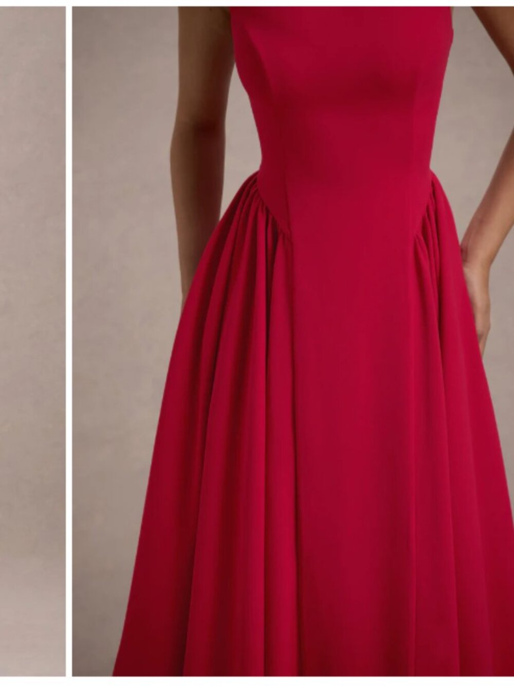 Club London L MURIEL red Boat-Neck Volume-Hem Midi Dress red 6 small sleeveless - Picture 6 of 6